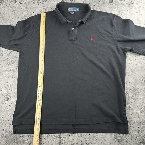 Polo Ralph Lauren Polo Shirt Mens Large Black Long Sleeve Red Pony Logo rugby - Picture 5 of 5